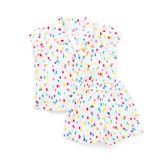 Girls 100% Woven Cotton Summer Pyjamas - Confetti