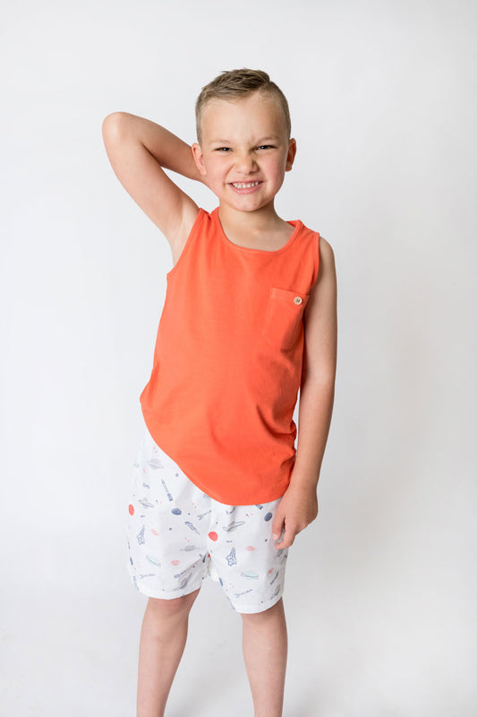 Boys Coral 100% Jersey Cotton Summer Singlet