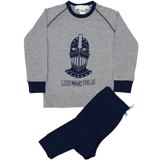 Boys 100% Jersey Cotton Winter Pyjamas - Navy Good Knight