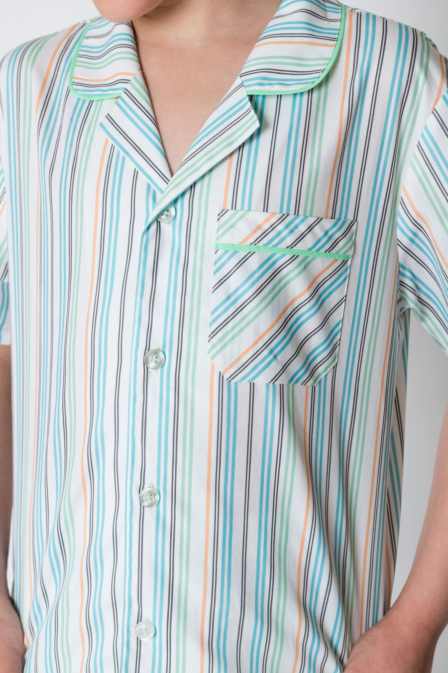 Boys 100% woven cotton summer pyjamas - Ocean Stripe