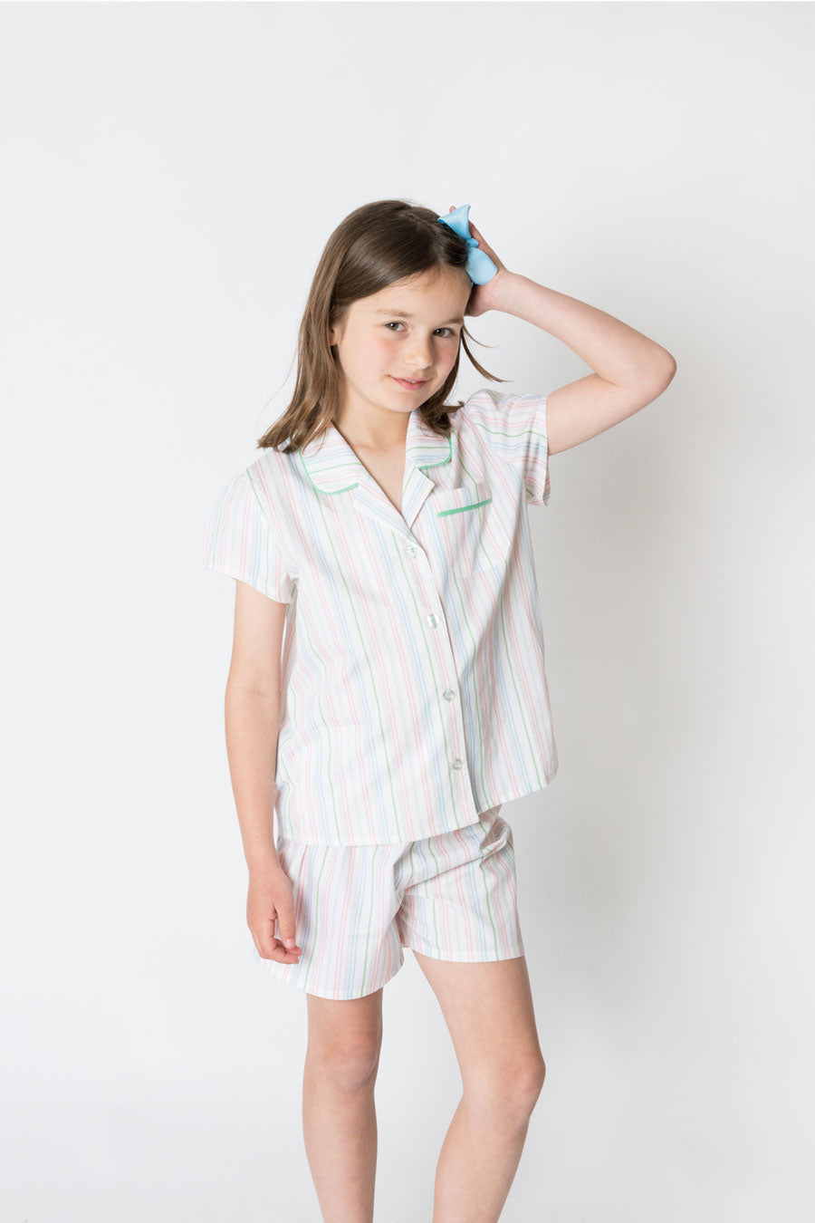 Girls 100% woven cotton summer pyjamas - Dream pretty stripe