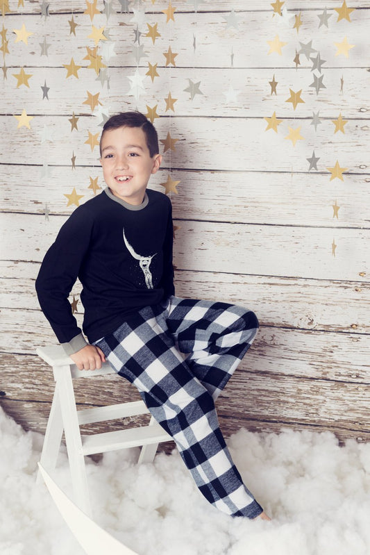 Boys 100% Cotton Winter Pyjamas - Black Hangin Around