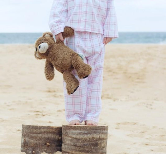 Girls 100% Woven Cotton Winter Pyjamas - Classic Pink Check