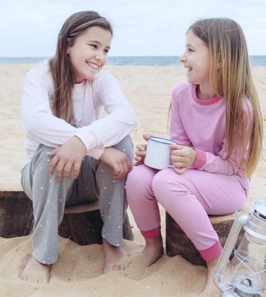 Girls 100% Jersey Cotton Winter Pyjamas - Raspberry Stripe