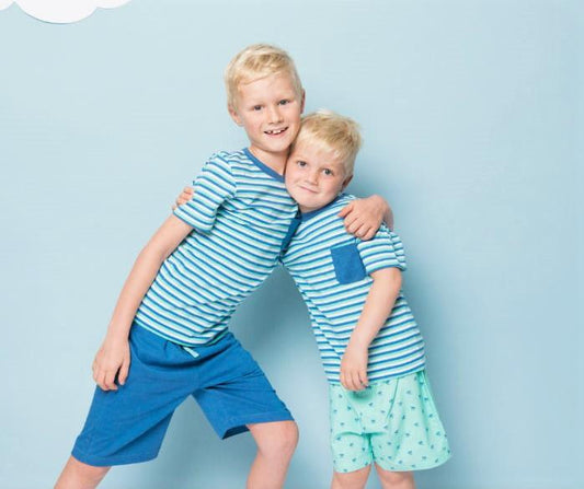 Boys 100% Woven Cotton Boxers - Aqua Palm Tree