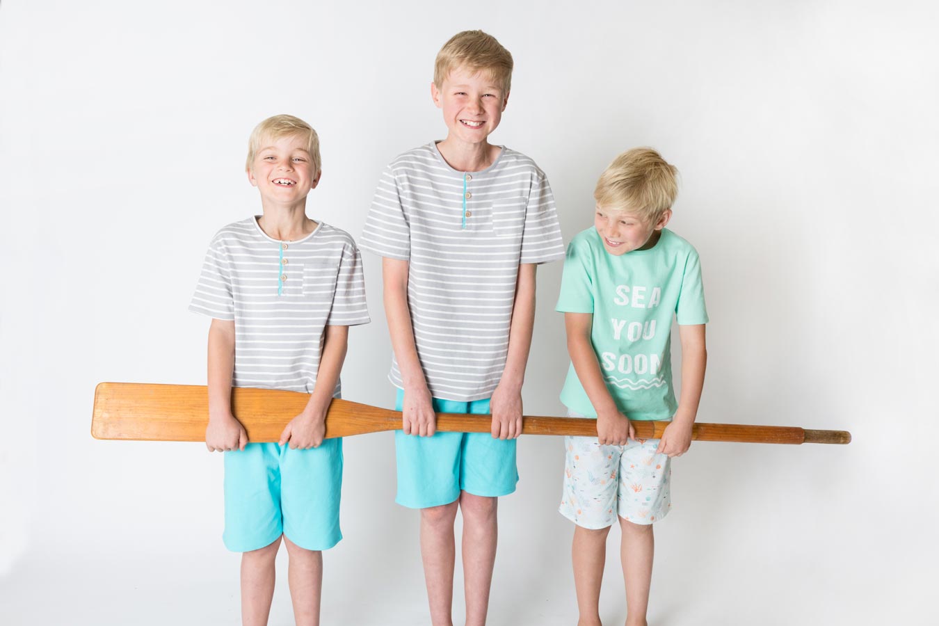 Boys 100% jersey cotton summer pyjamas - Aqua sea you soon