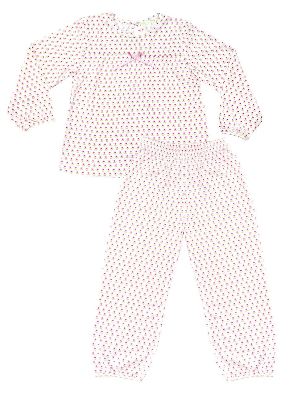 Girls 100% jersey cotton winter pyjamas - Pink hobby floral