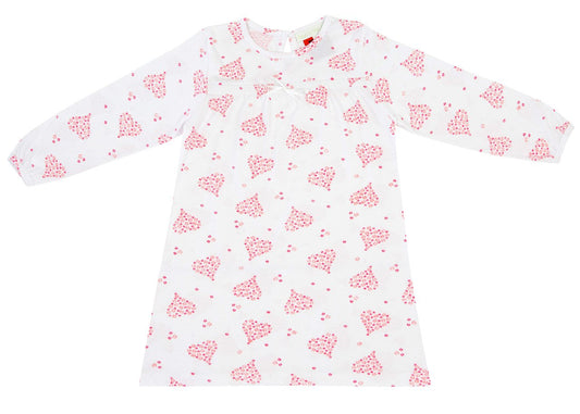 Girls 100% Jersey Cotton Winter Nightie - Pink Hearts