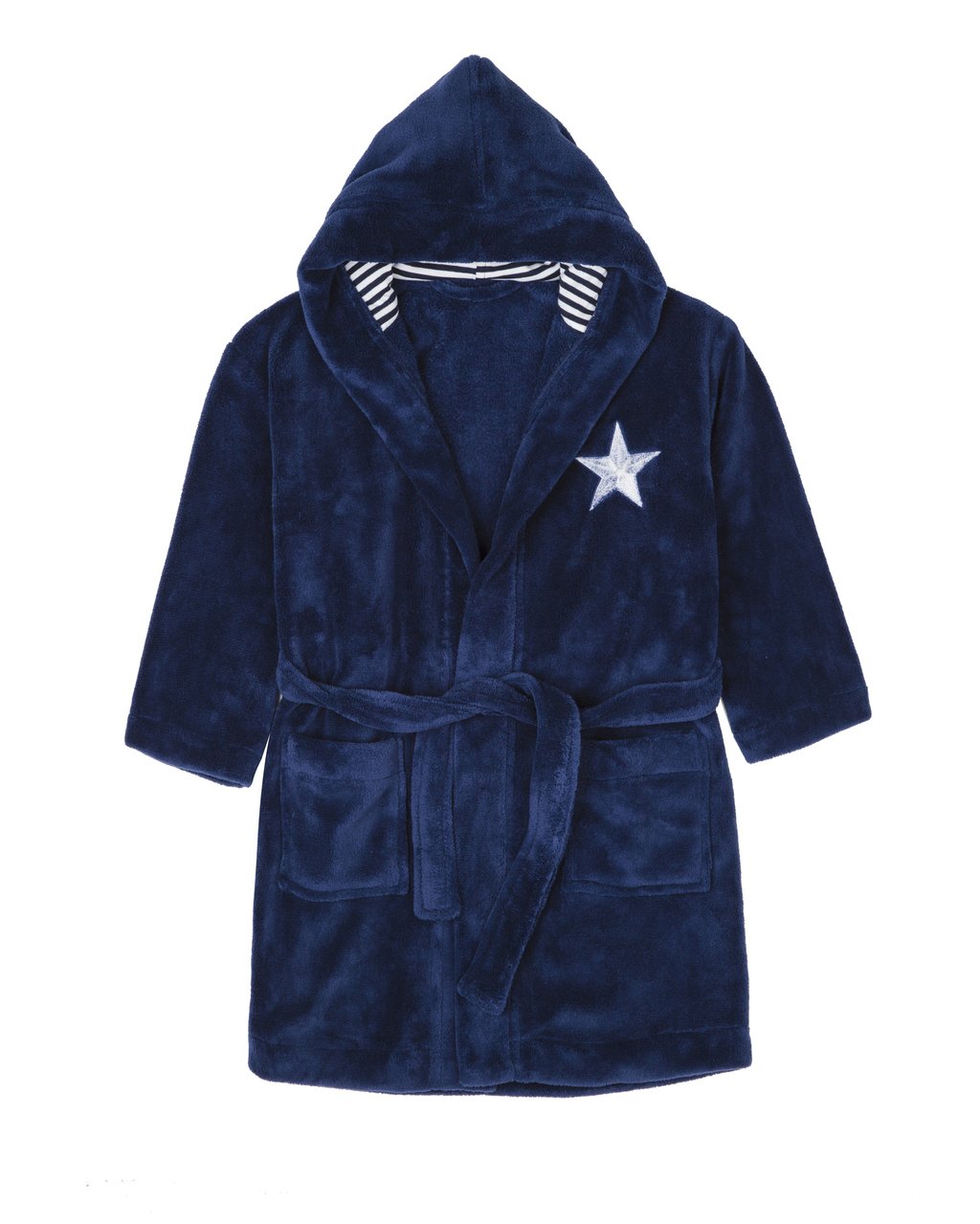 Boys soft micro-fleece winter robe - Navy star
