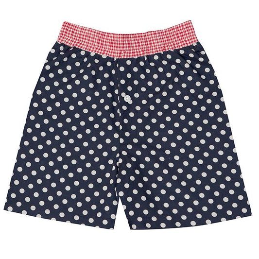 Boys 100% Woven Cotton Boxers - Navy Spot