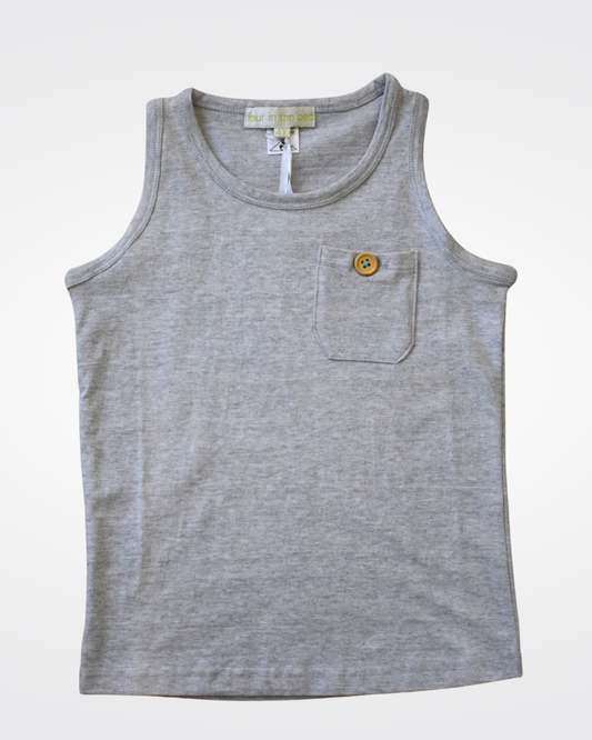 Boys Marl Grey 100% Jersey Cotton Summer Singlet - CLEARANCE