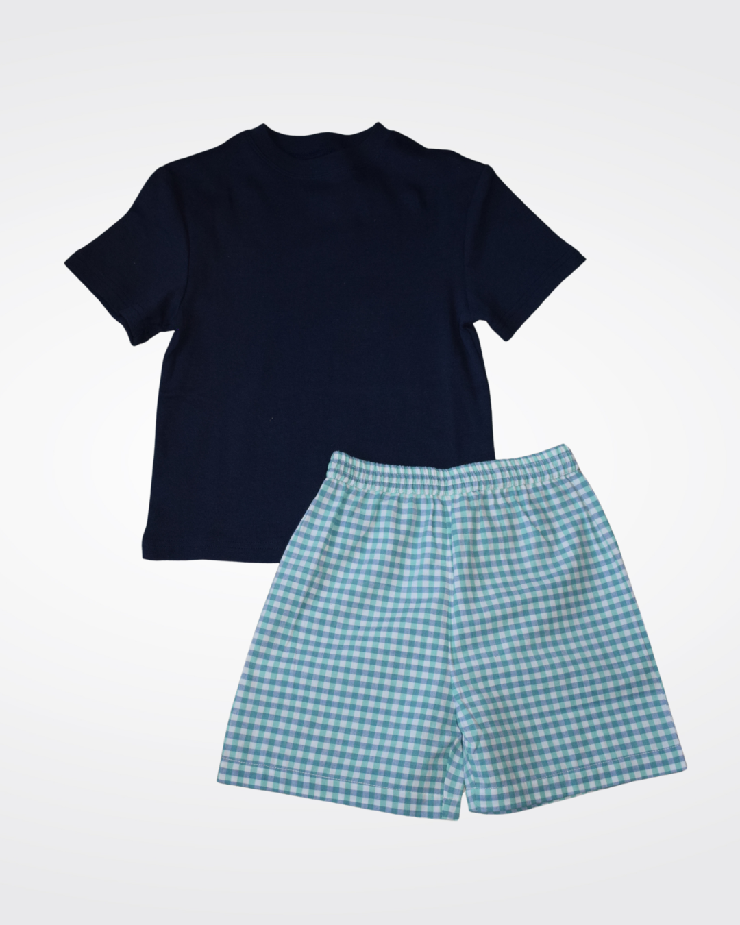 Summer Palm Check Boxers & Navy T-Shirt Set