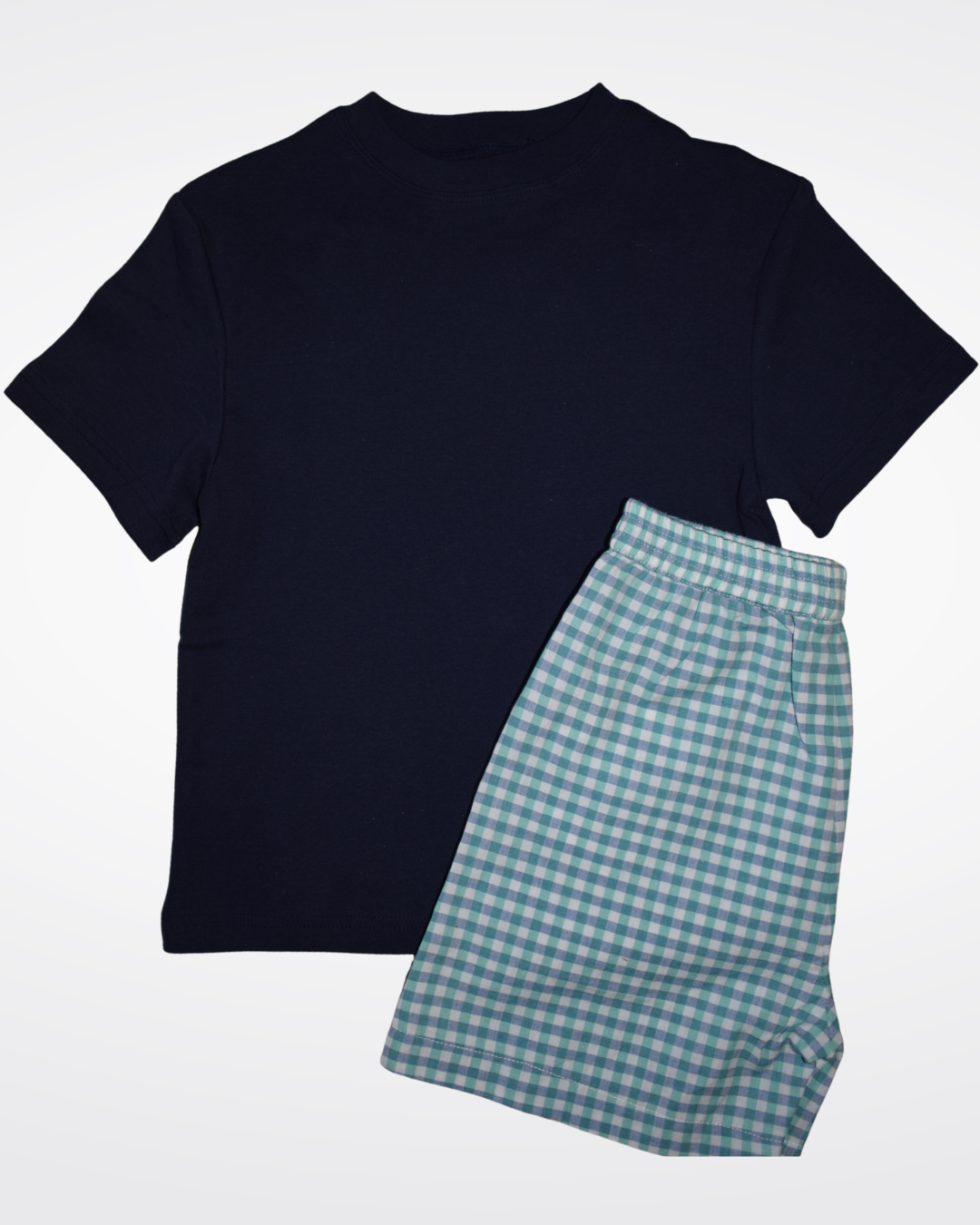 Summer Palm Check Boxers & Navy T-Shirt Set