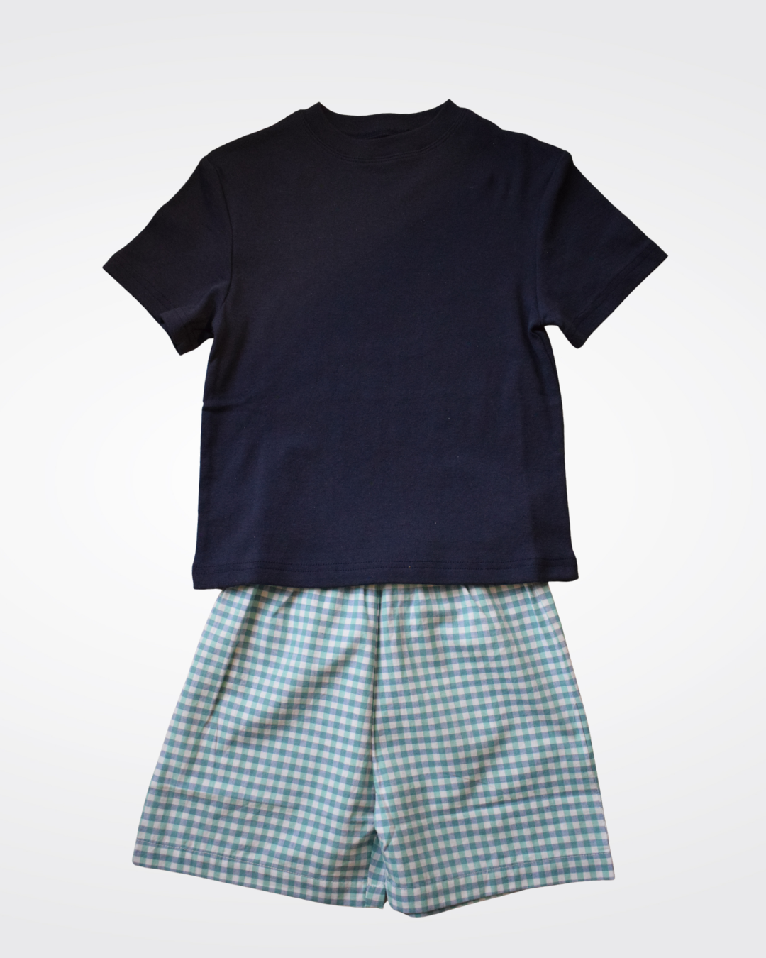 Summer Palm Check Boxers & Navy T-Shirt Set
