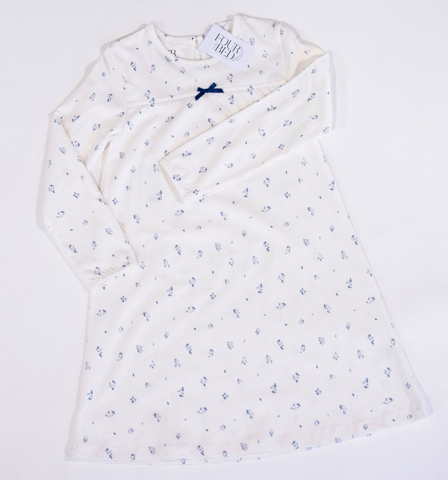Girls 100% Jersey Cotton Winter Nightie - Blue Blossom