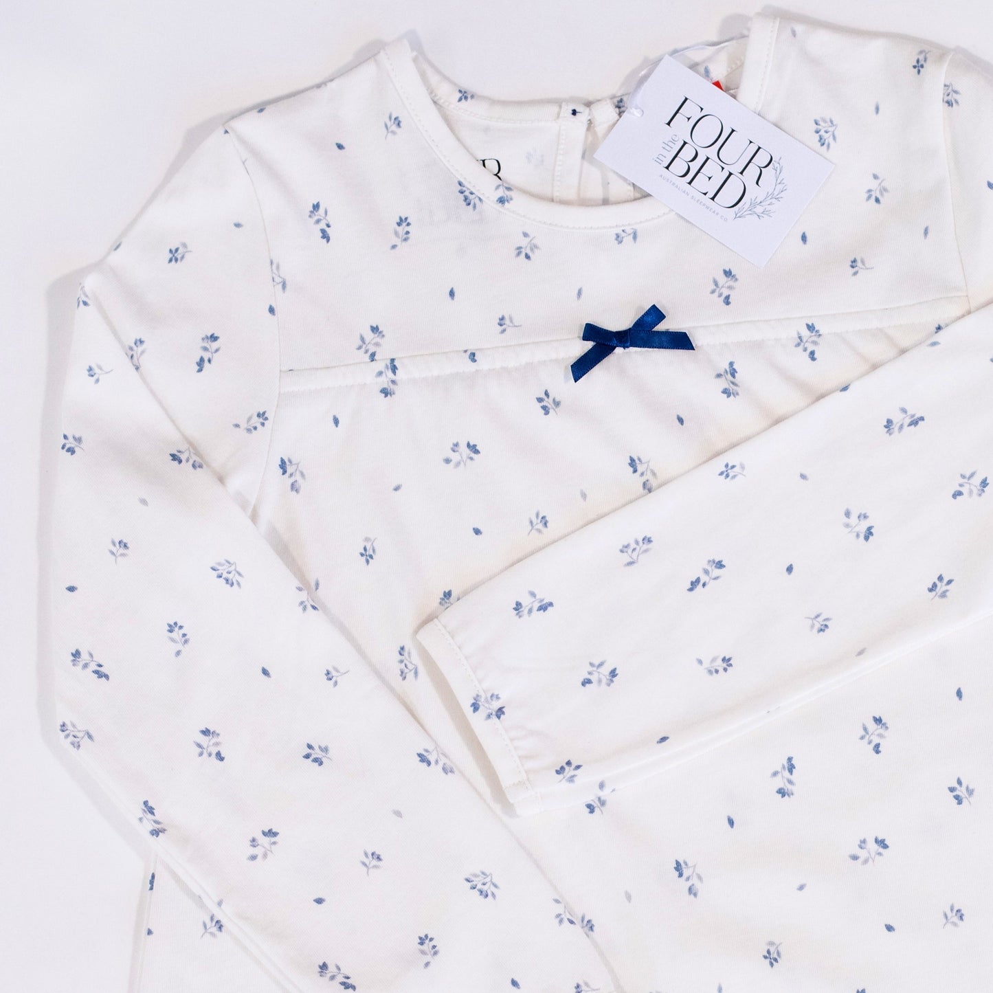 Girls 100% Jersey Cotton Winter Nightie - Blue Blossom