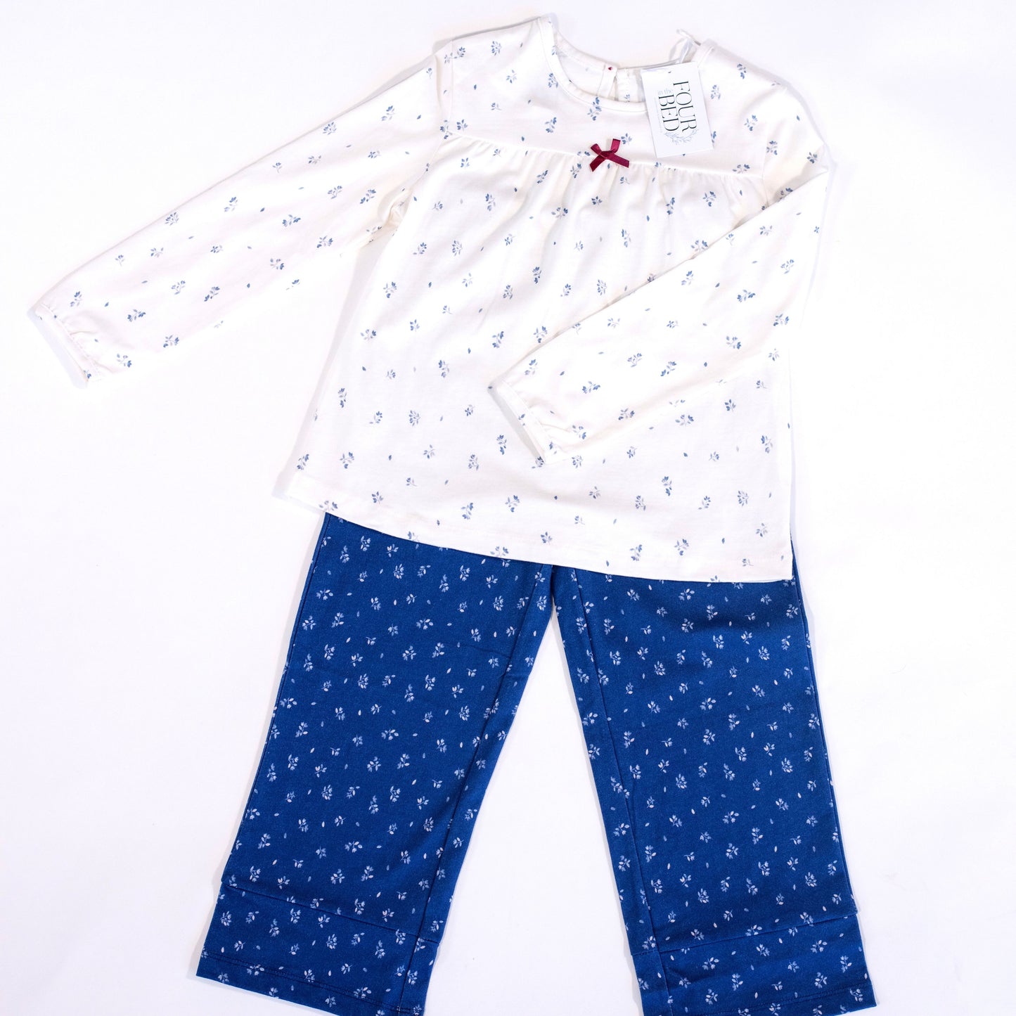 Girls 100% Jersey Cotton Winter Pyjamas - Blue Blossom