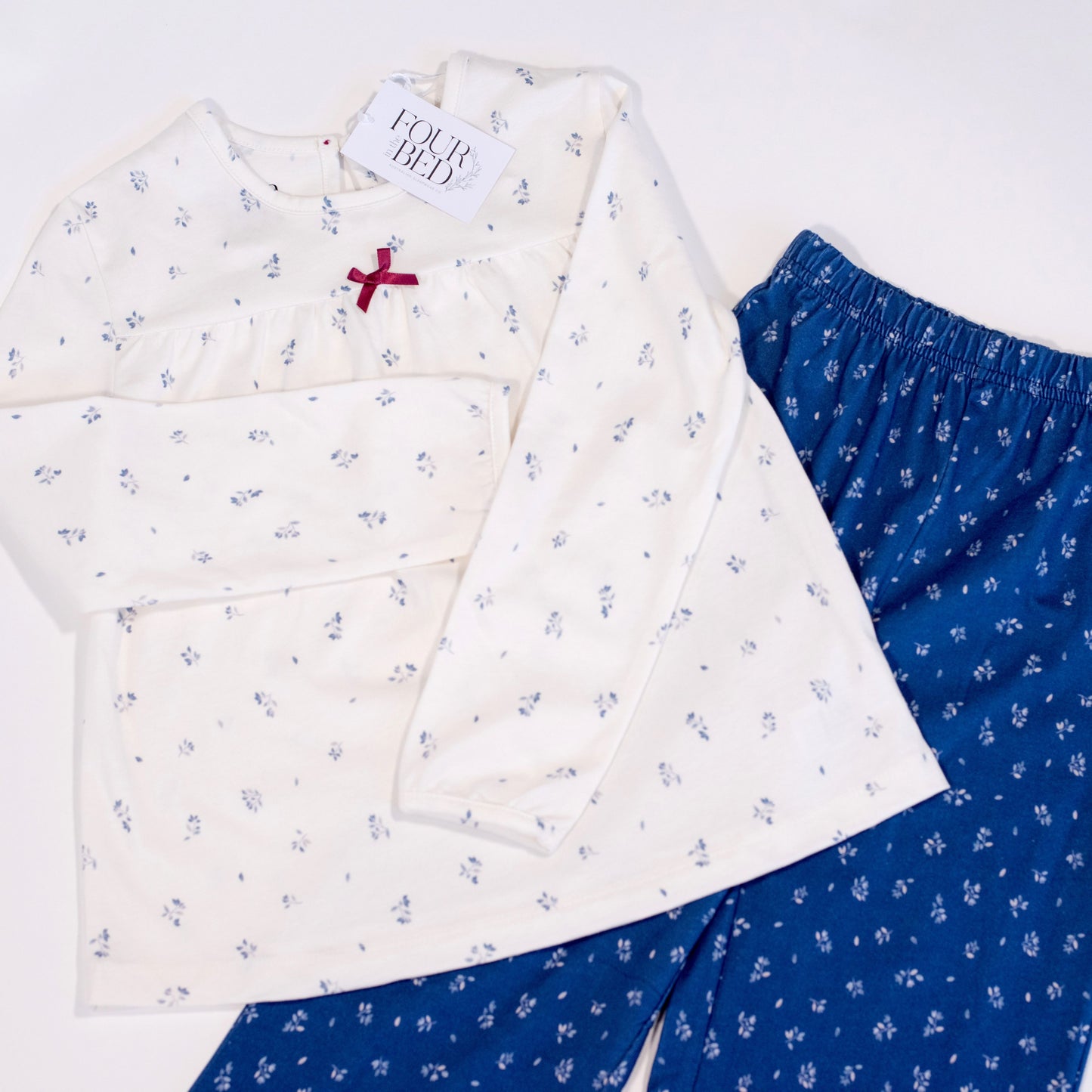 Girls 100% Jersey Cotton Winter Pyjamas - Blue Blossom
