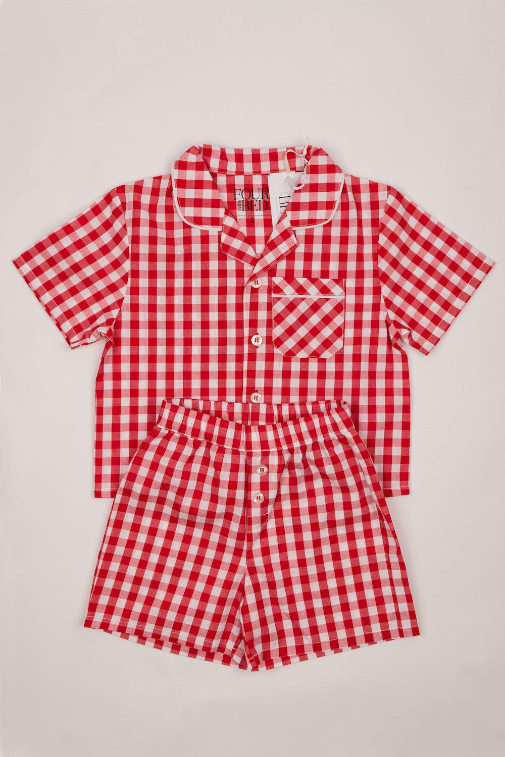 100% Woven Cotton Summer Pyjamas - Red Gingham Check