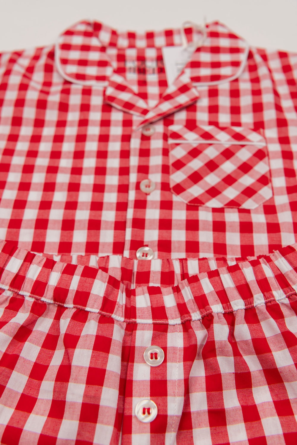 100% Woven Cotton Summer Pyjamas - Red Gingham Check