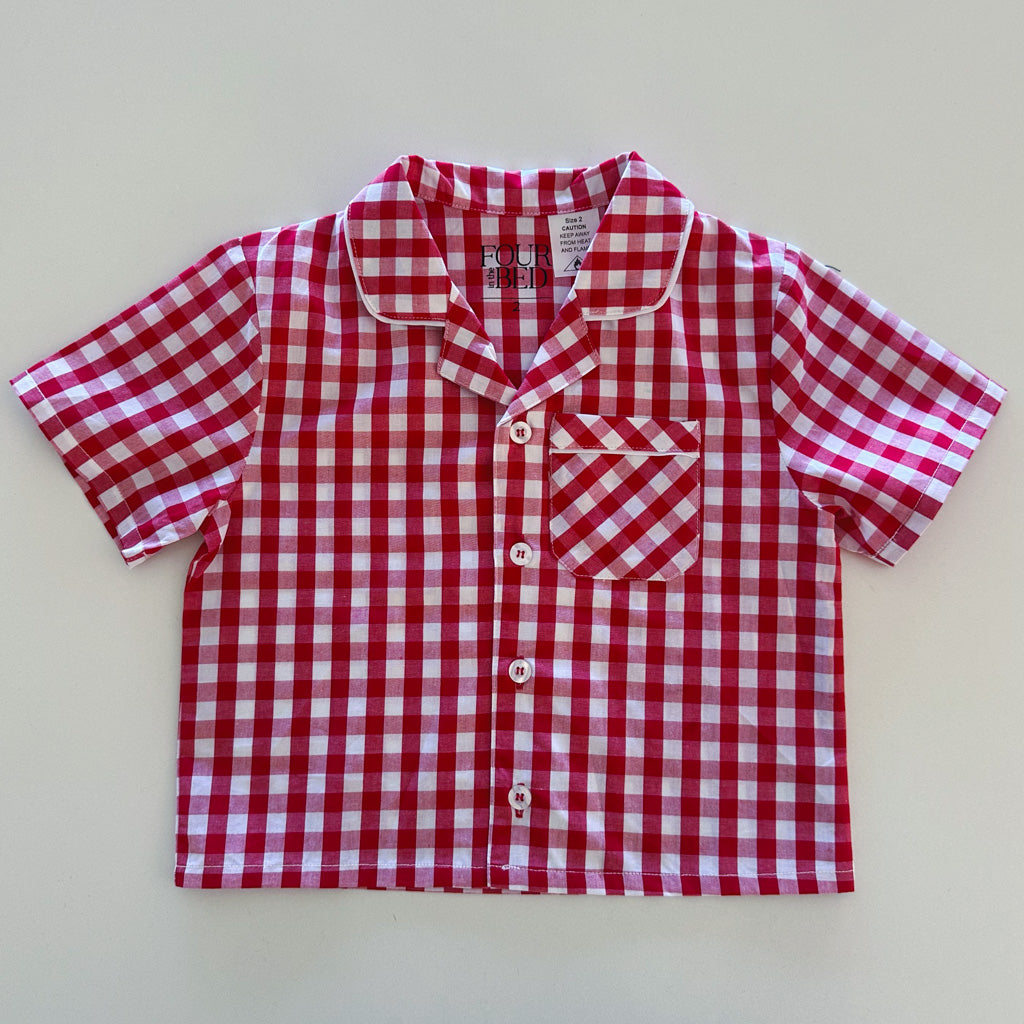 100% Woven Cotton Summer Pyjamas - Red Gingham Check