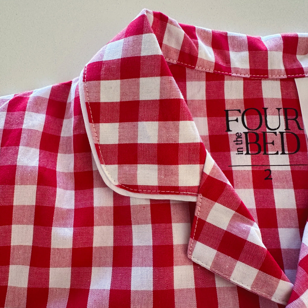 100% Woven Cotton Summer Pyjamas - Red Gingham Check