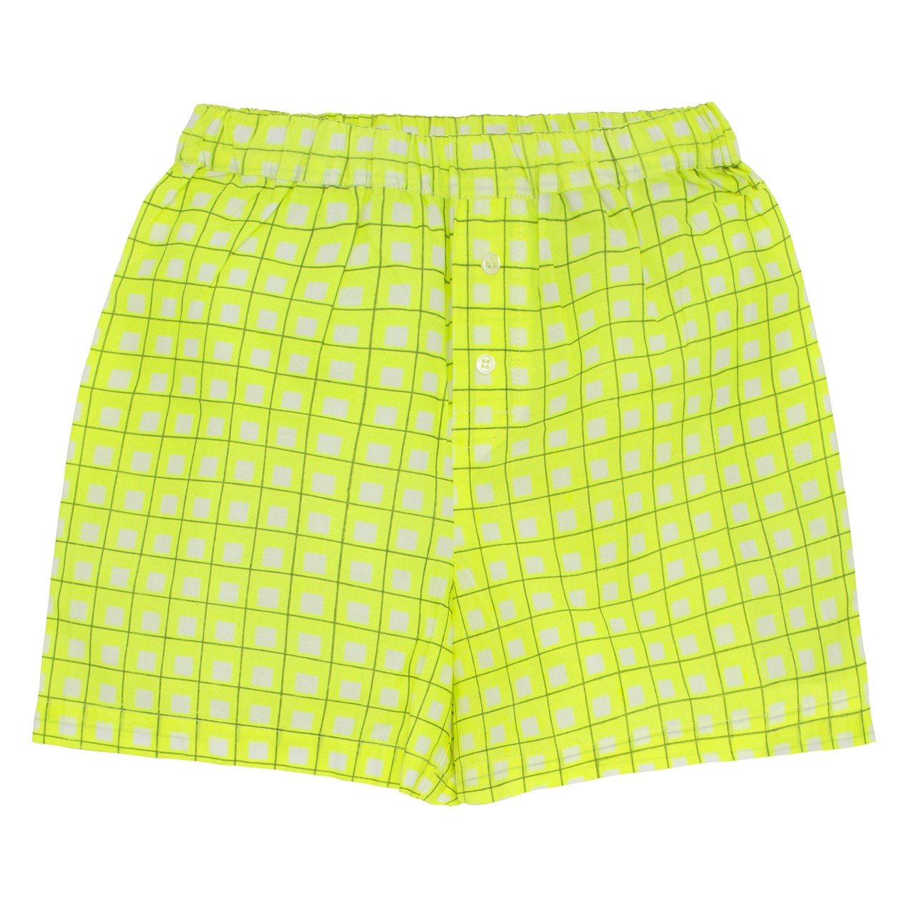 Boys 100% woven cotton boxers - Lime checker