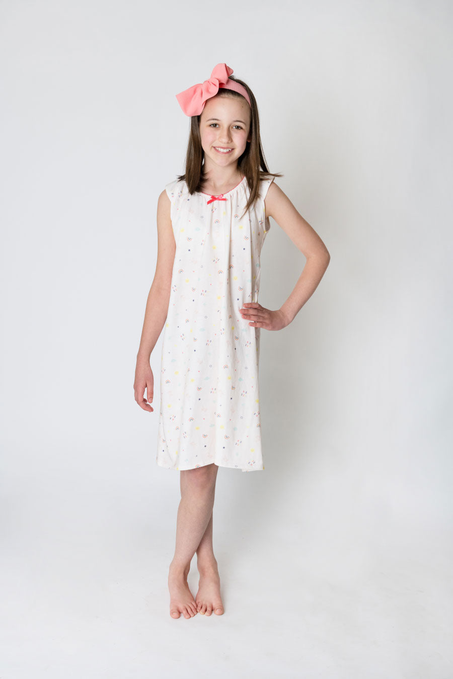 Girls 100% Jersey Cotton Summer Nightie - Rainbow Dreams