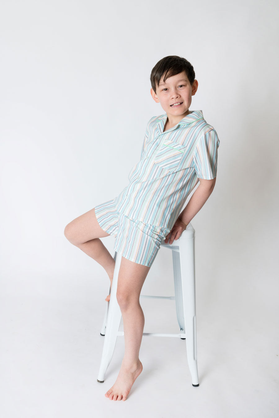 Boys 100% woven cotton summer pyjamas - Ocean Stripe
