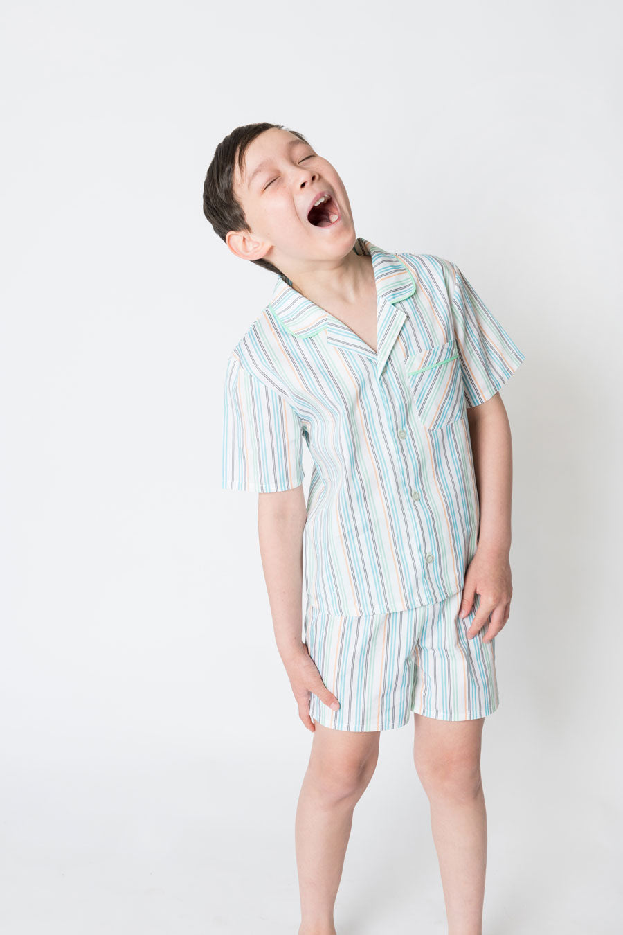 Boys 100% woven cotton summer pyjamas - Ocean Stripe