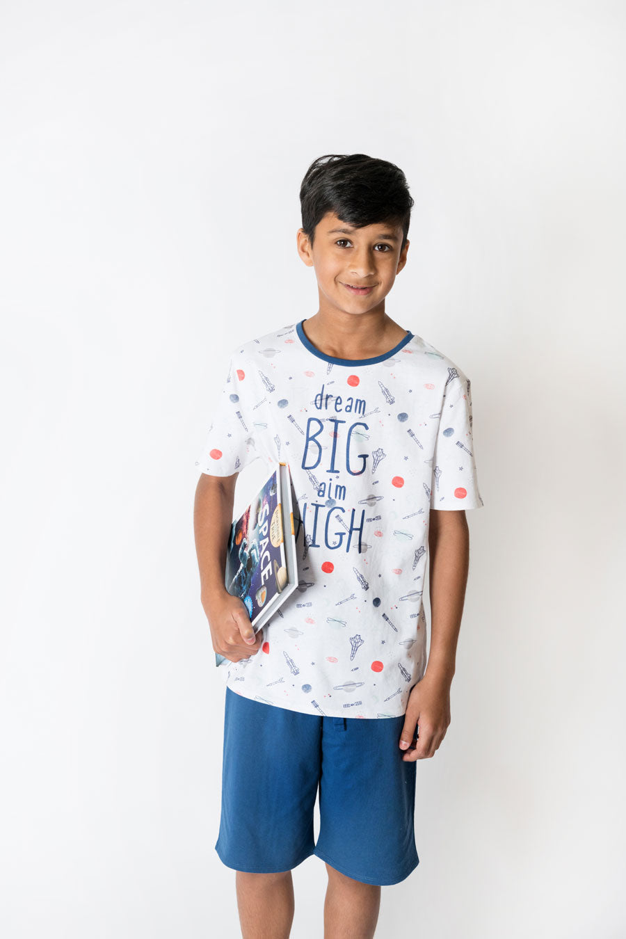 Boys 100% Jersey Cotton Summer Pyjamas - Blue Dream Big