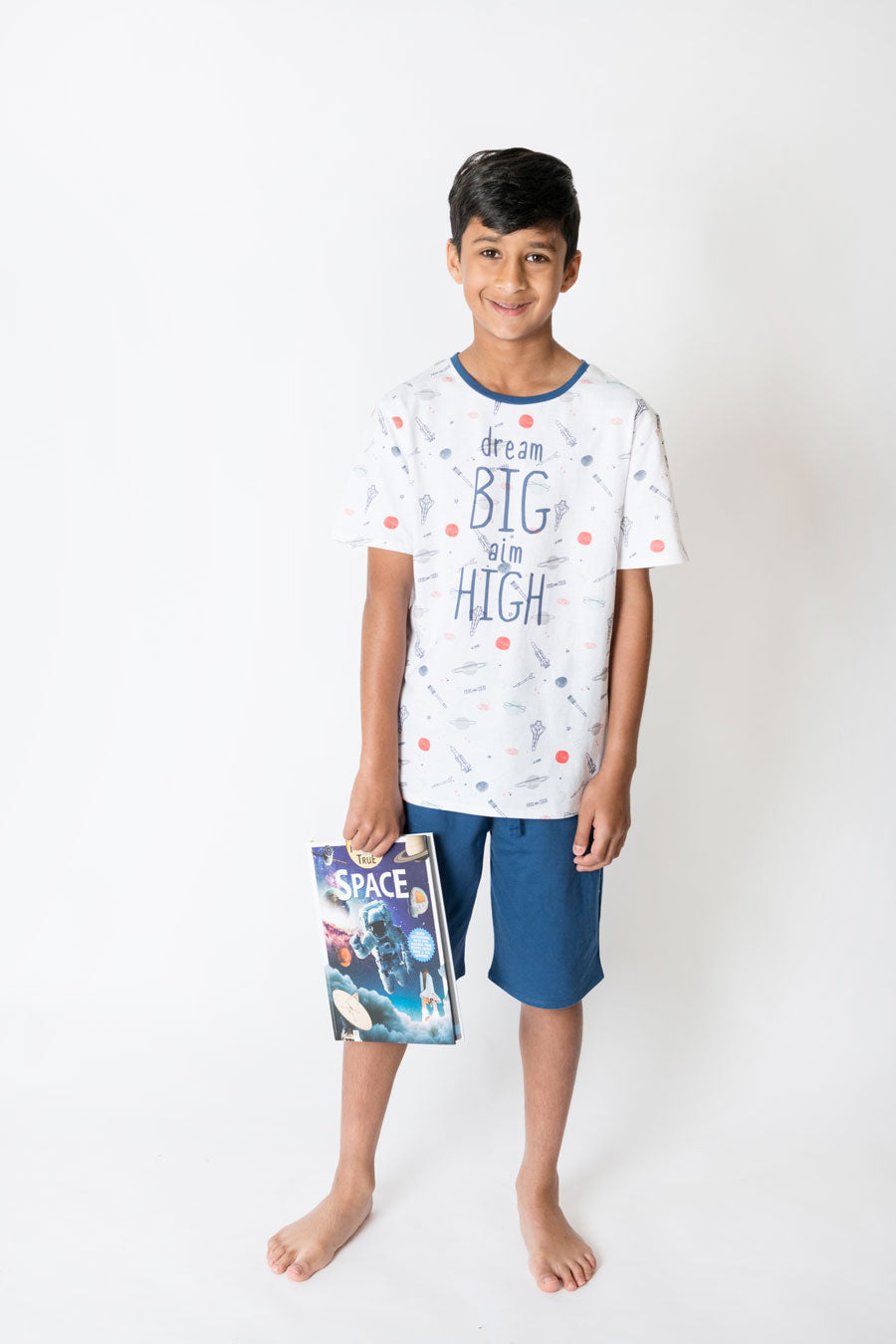 Boys 100% Jersey Cotton Summer Pyjamas - Blue Dream Big