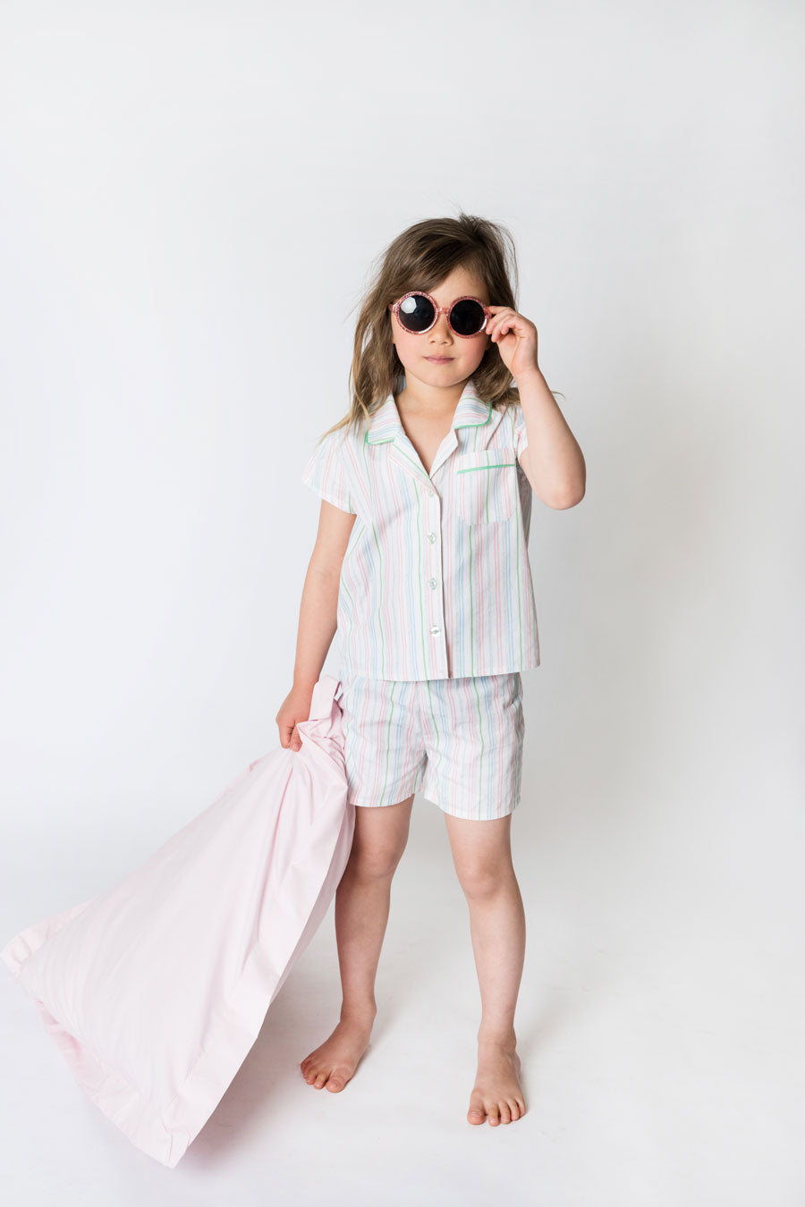 Girls 100% Woven Cotton Summer Pyjamas - Dream Pretty Stripe