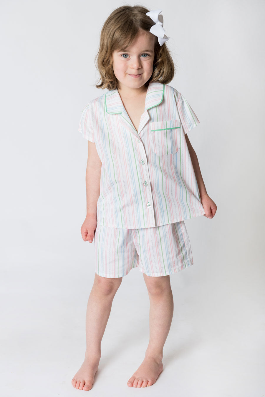 Girls 100% Woven Cotton Summer Pyjamas - Dream Pretty Stripe