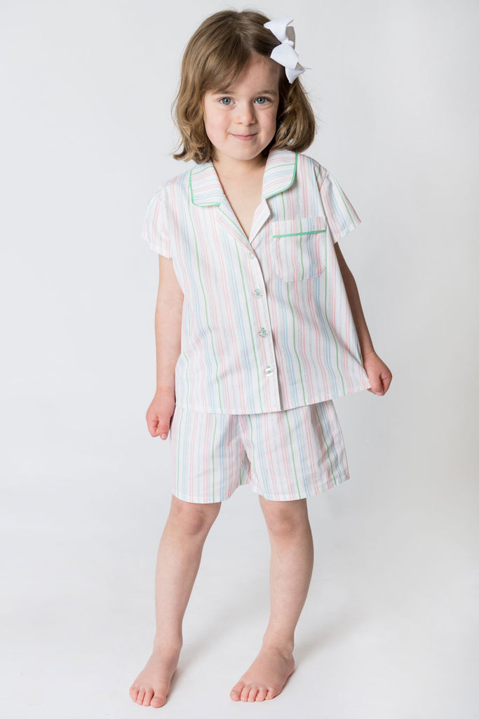 Girls 100% woven cotton summer pyjamas - Dream pretty stripe