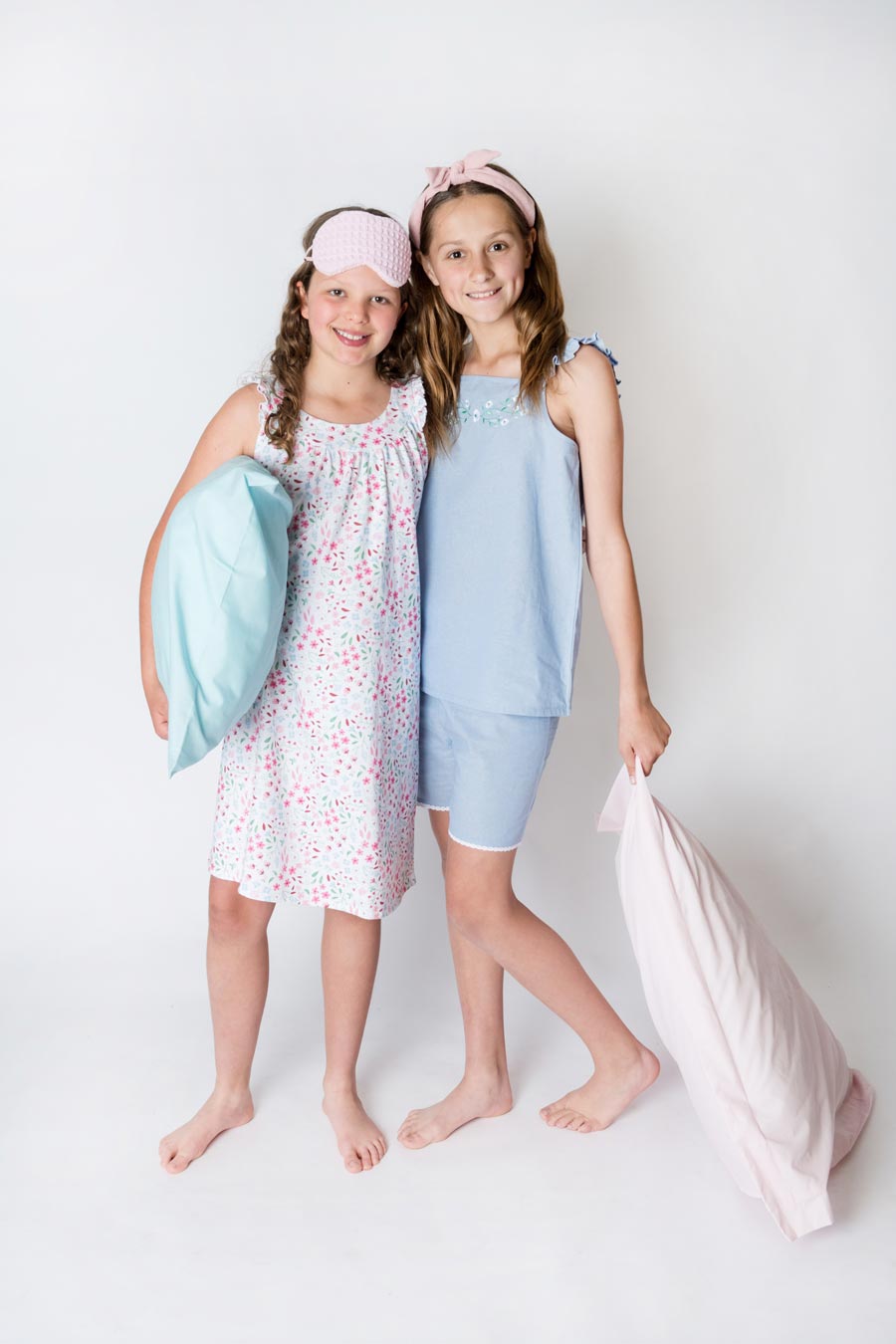 Girls 100% Woven Cotton Summer Pyjamas - Chambray Dream Pretty