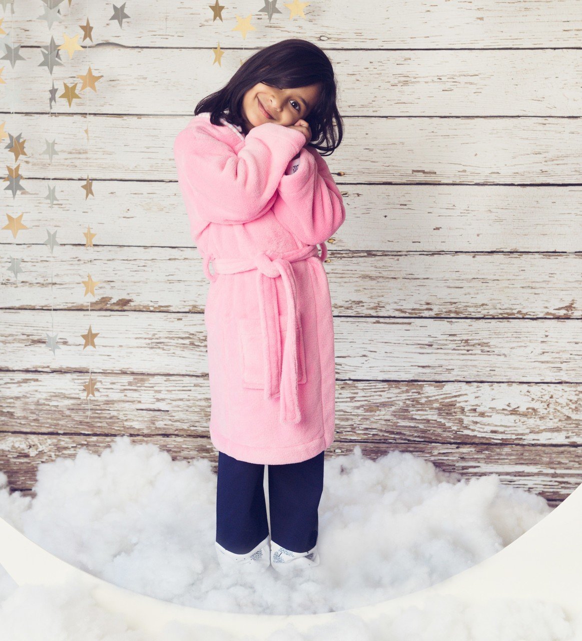 Girls soft micro-fleece winter robe - Pink robin