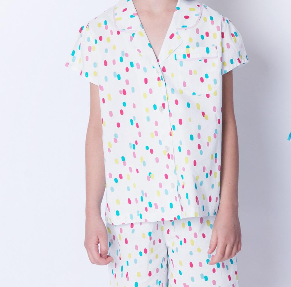 Girls 100% Woven Cotton Summer Pyjamas - Confetti