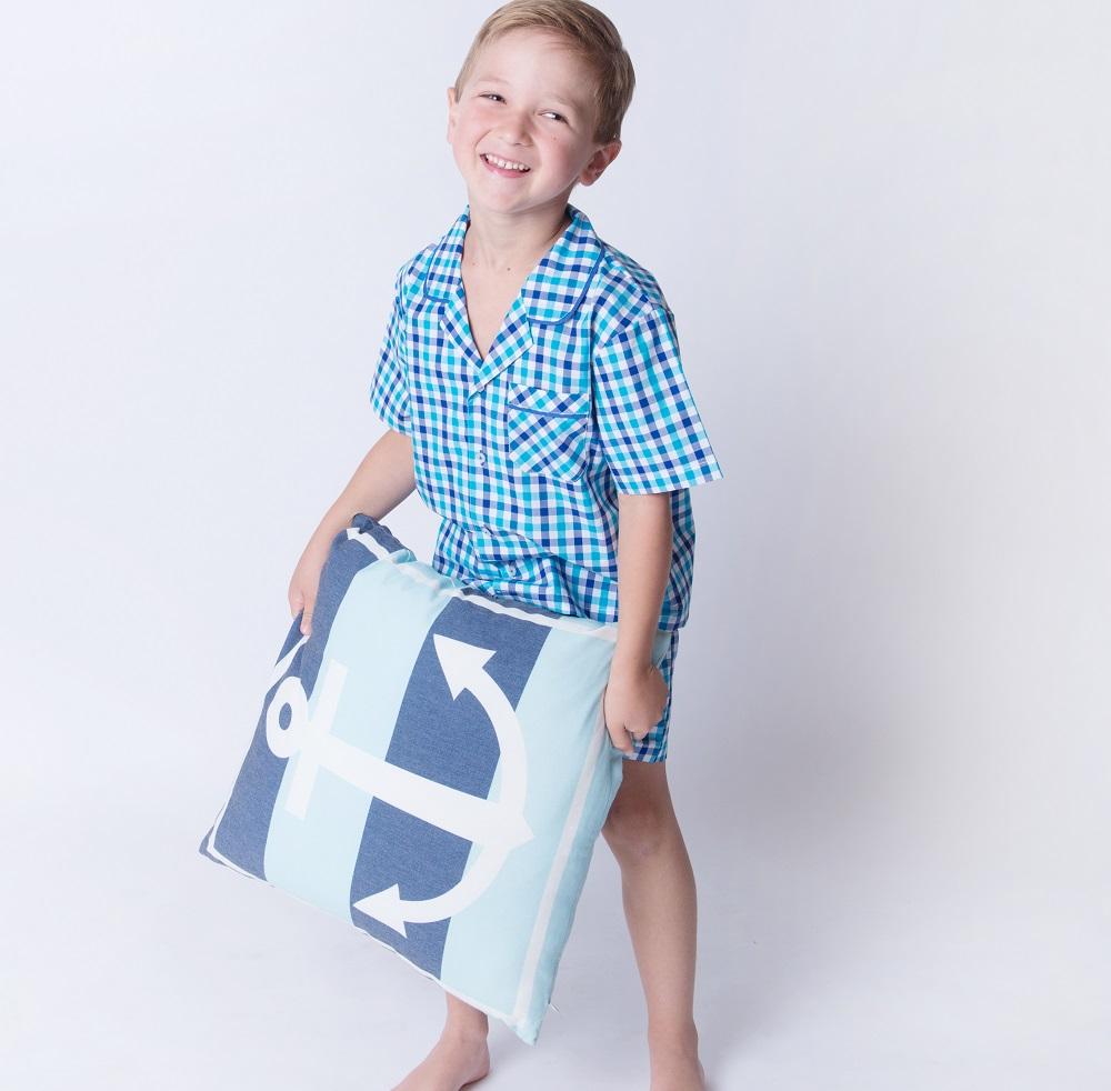 Boys 100% woven cotton summer pyjamas - Capri Check