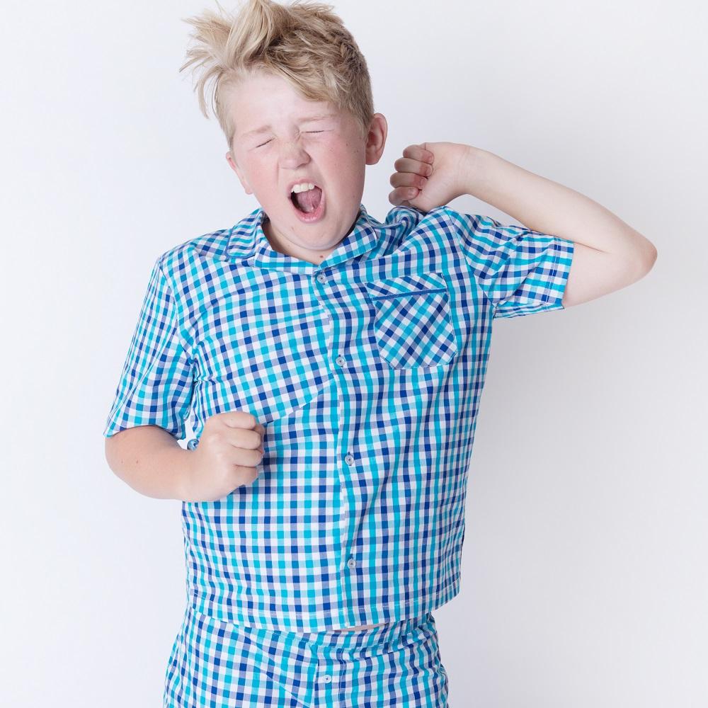 Boys 100% woven cotton summer pyjamas - Capri Check