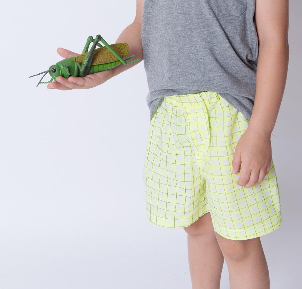 Boys 100% woven cotton boxers - Lime check