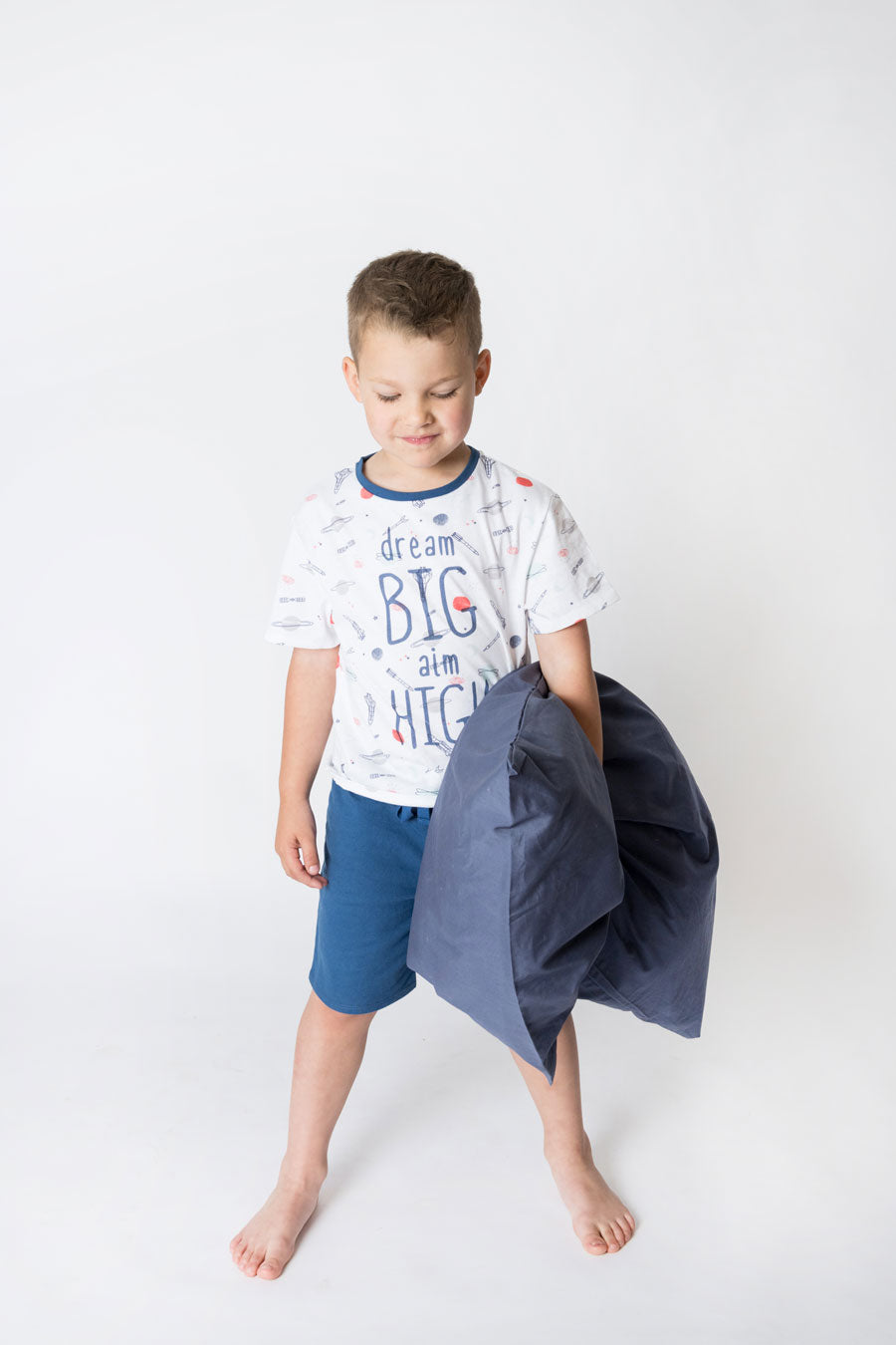 Boys 100% Jersey Cotton Summer Pyjamas - Blue Dream Big