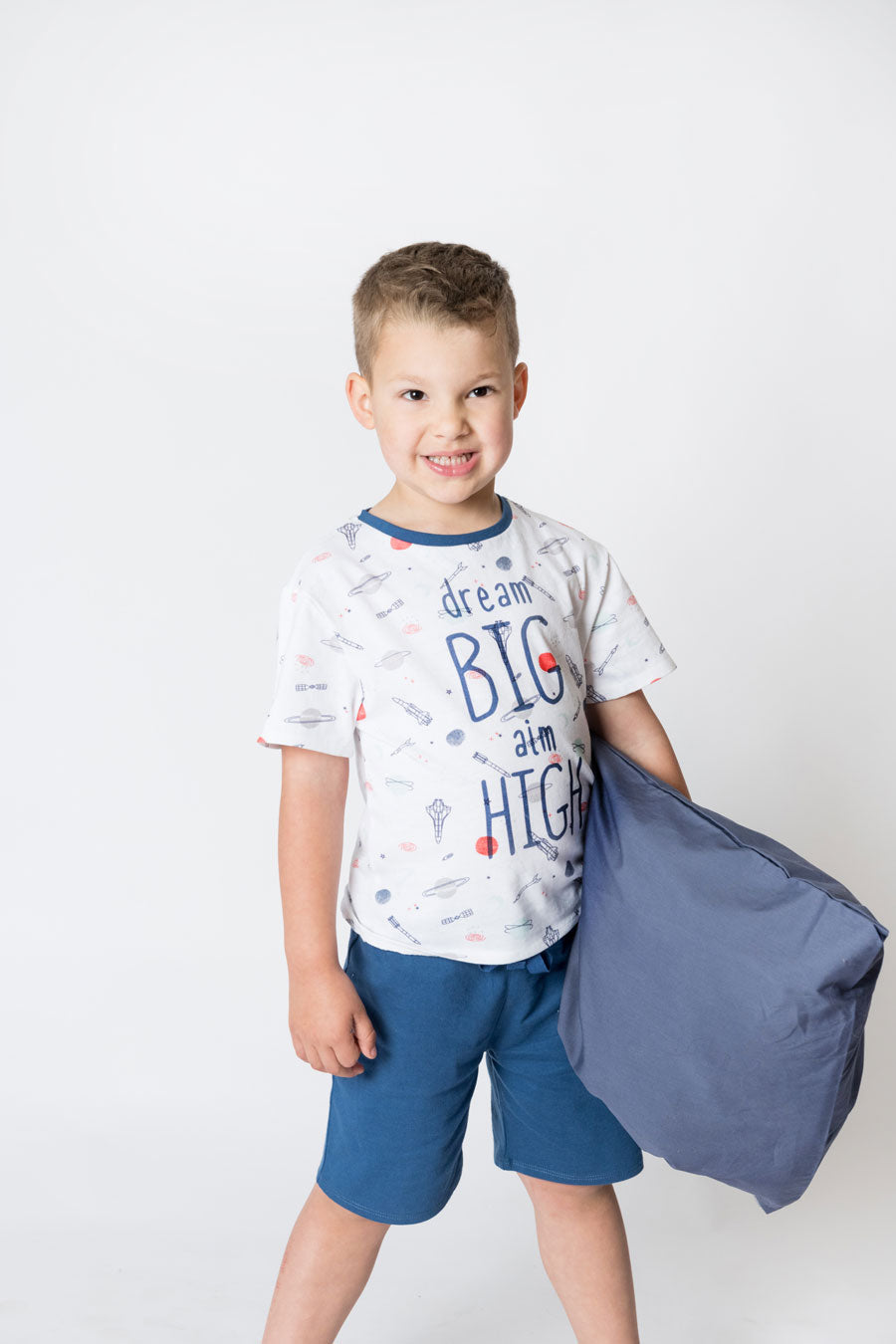 Boys 100% Jersey Cotton Summer Pyjamas - Blue Dream Big