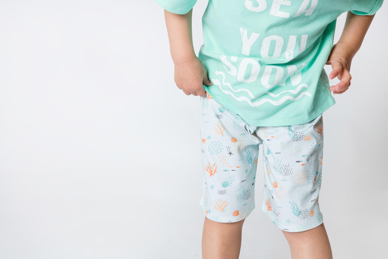 Boys 100% jersey cotton summer pyjamas - Aqua sea you soon