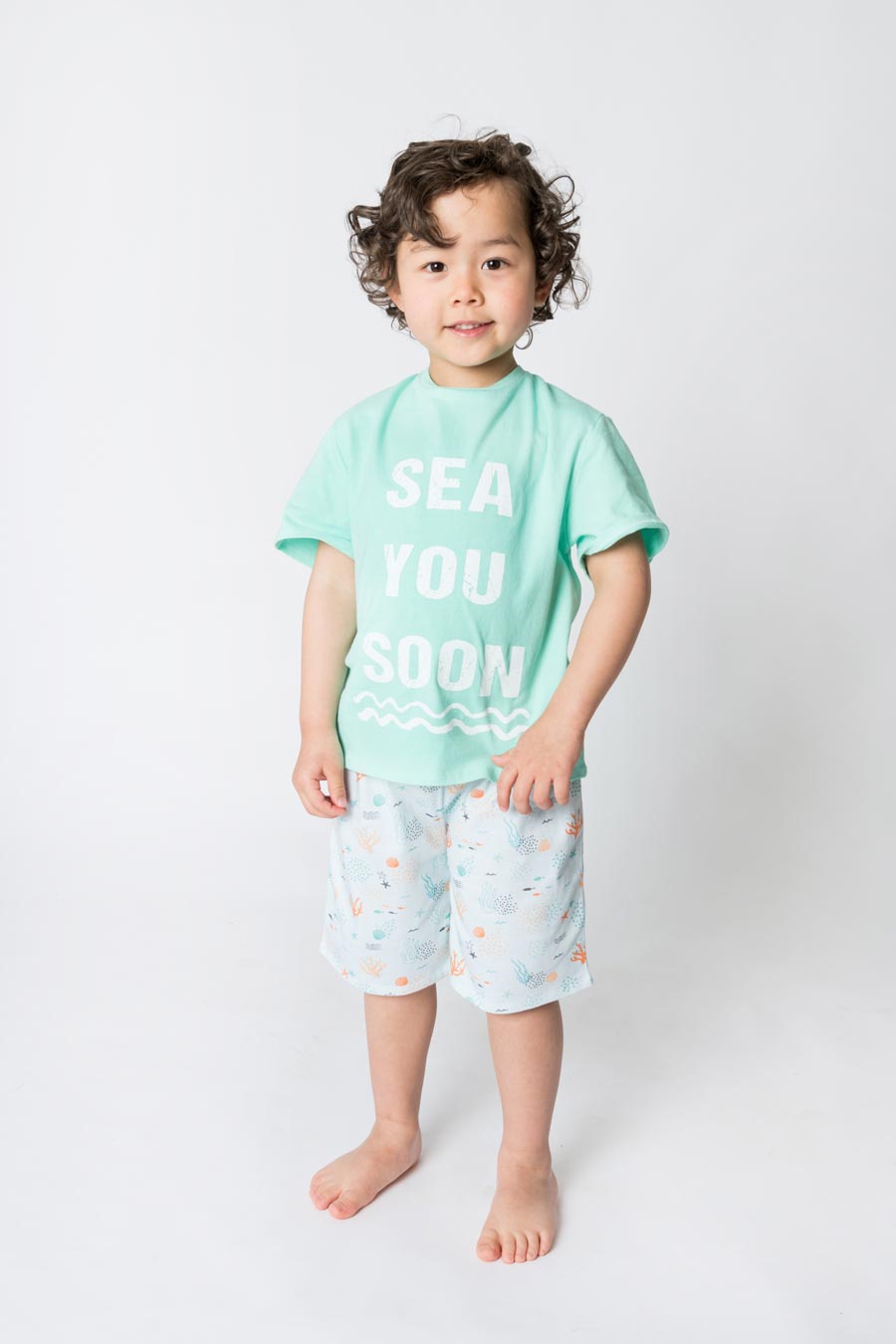 Boys 100% jersey cotton summer pyjamas - Aqua sea you soon