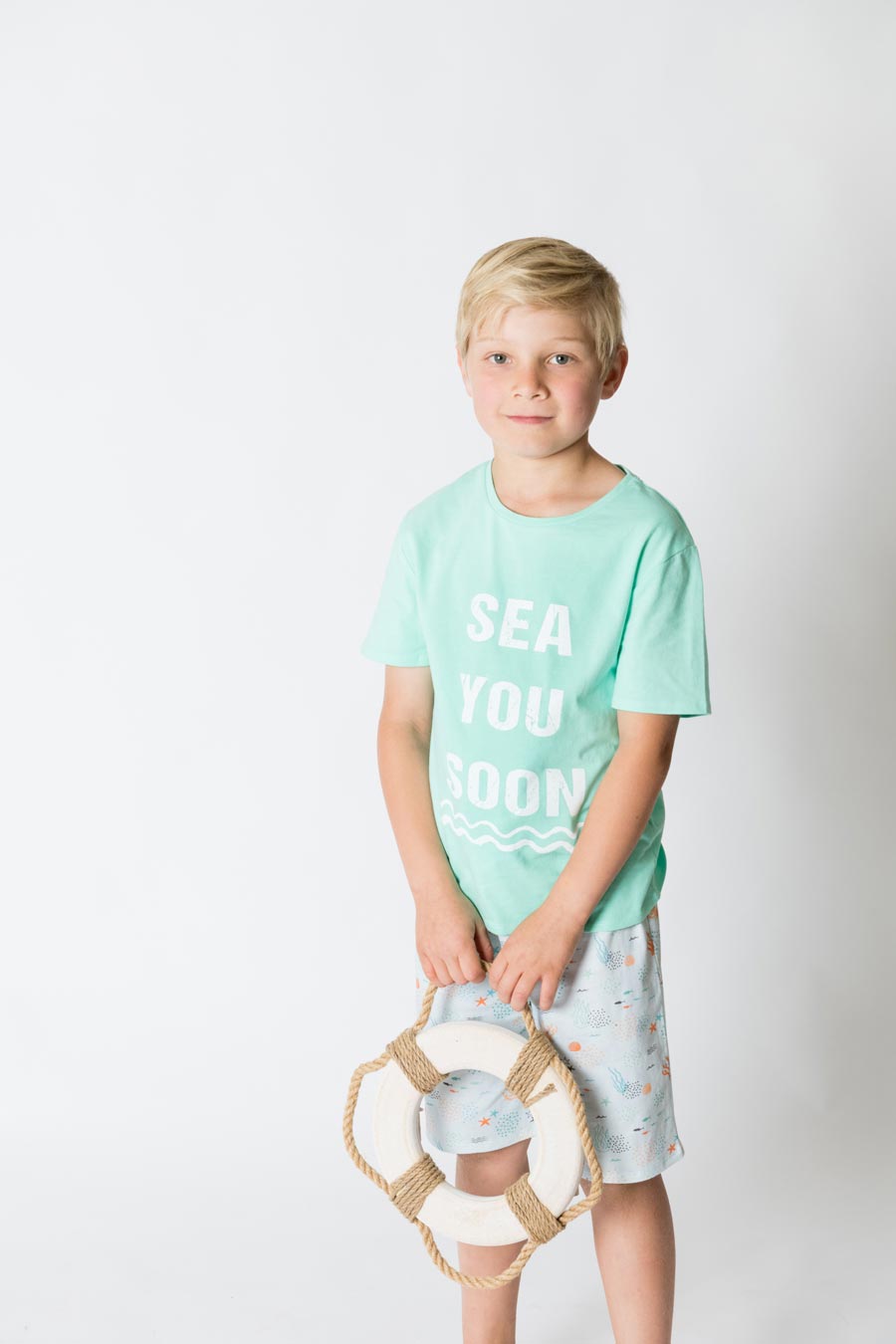 Boys 100% jersey cotton summer pyjamas - Aqua sea you soon