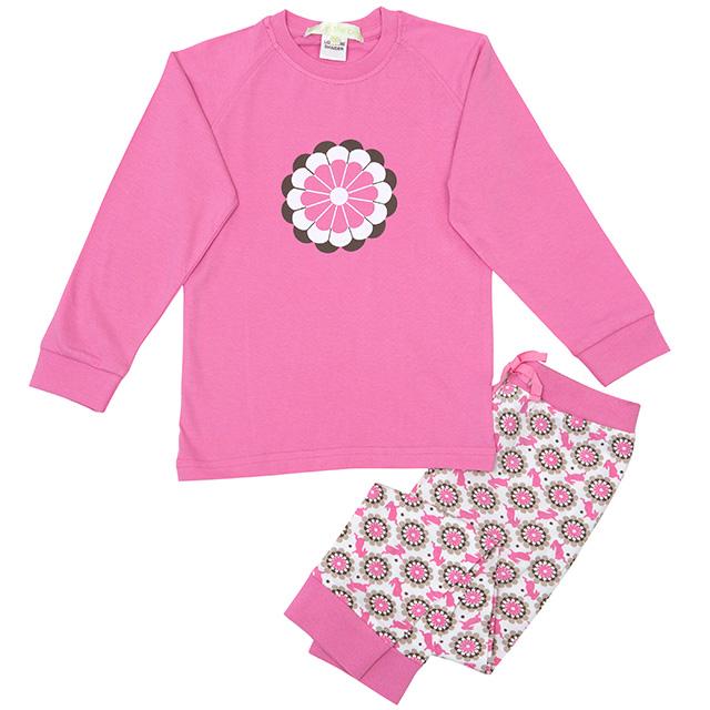 Girls 100% jersey cotton winter pyjamas - Pink Easter floral