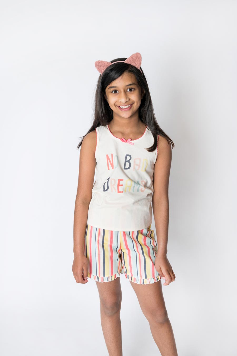 Girls 100% Cotton Summer Pyjamas - Rainbow Stripe