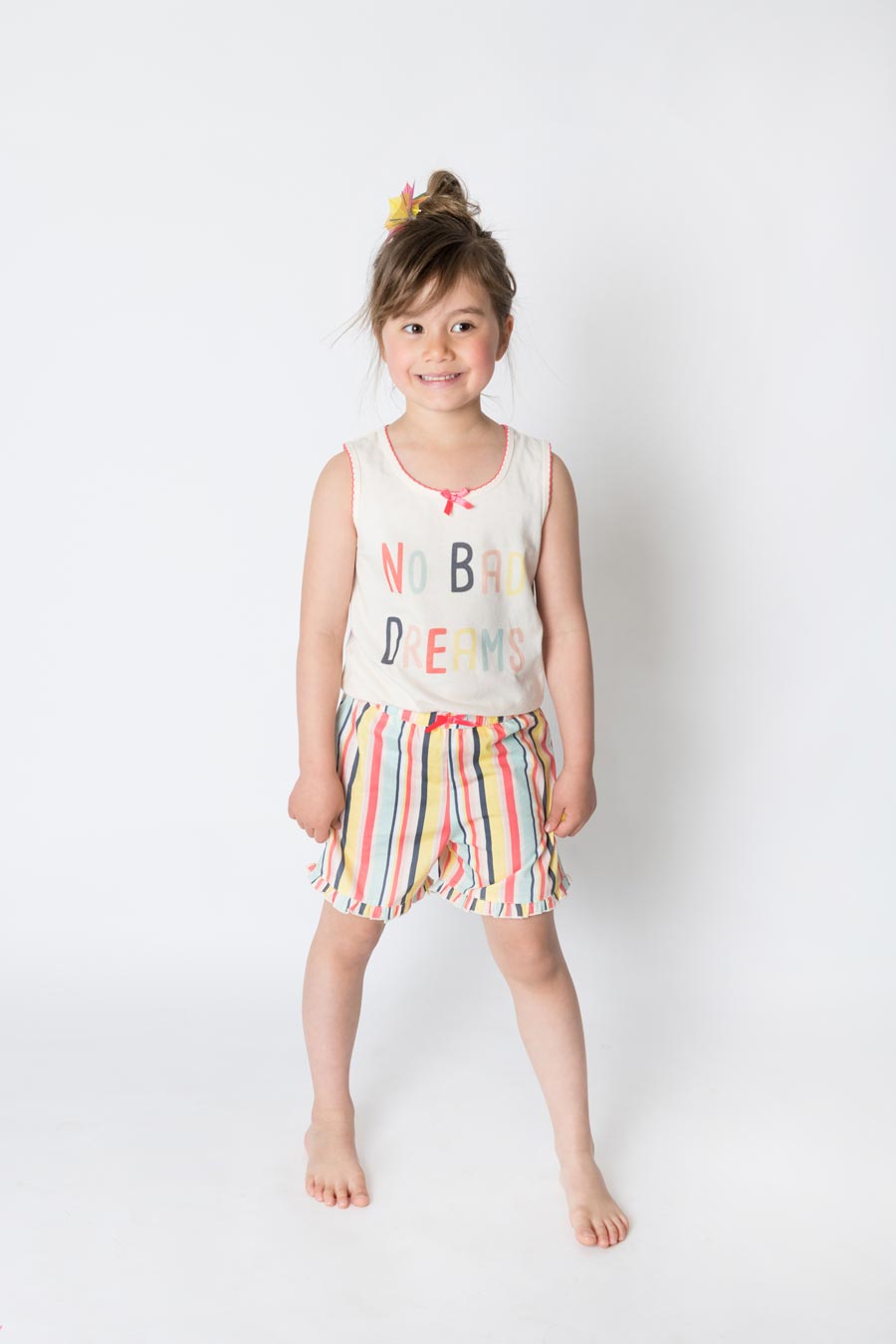 Girls 100% Cotton Summer Pyjamas - Rainbow Stripe