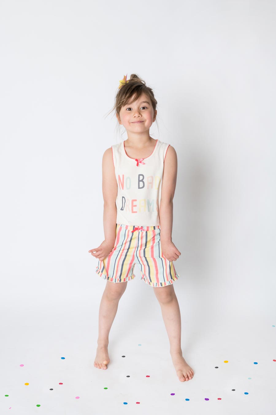 Girls 100% cotton summer pyjamas - Rainbow stripe